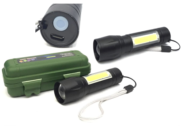 USB Charging Torch Light Zoomable